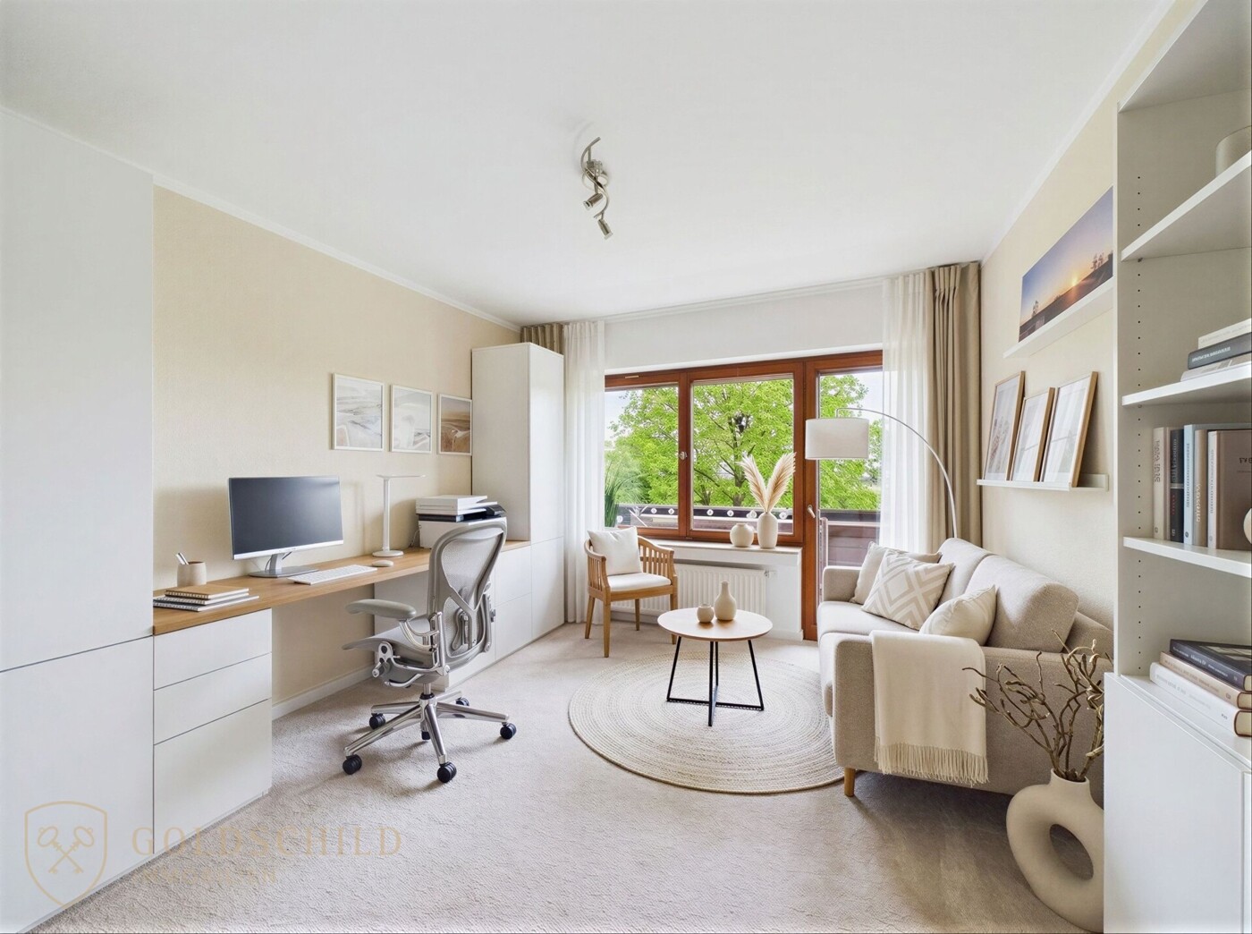 Kinderzimmer / Büro mit Balkonzugang (KI-modifiziert)