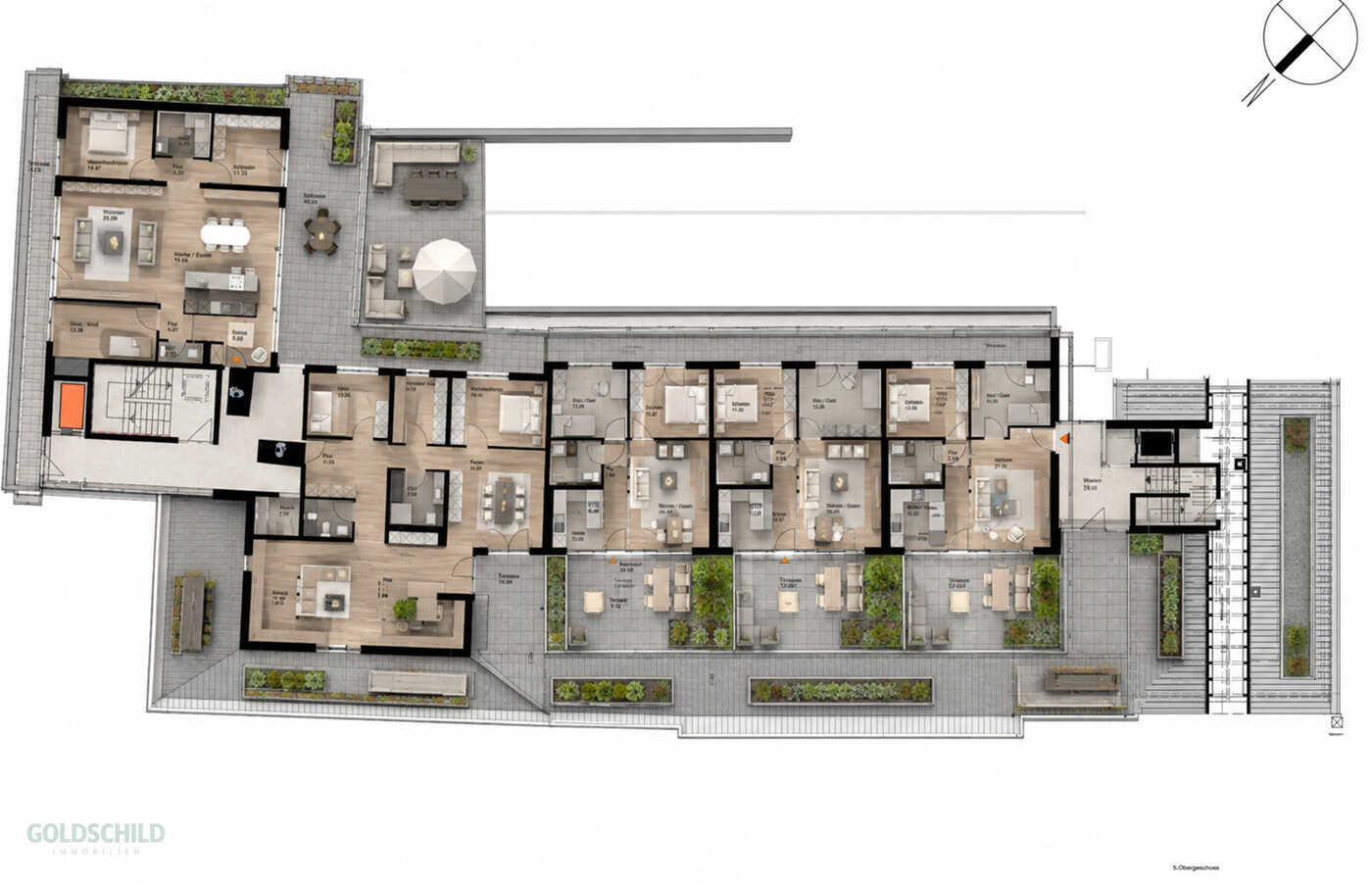 Penthouse_Wohnungen_Bad Urach Draufsidht (KI-modifiziert)
