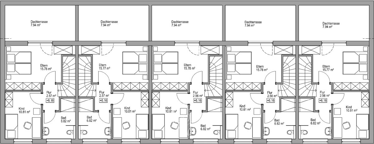 2OG - Grundriss - mit Quadratmeterzahlen