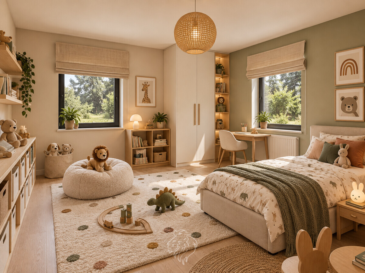 Schlafzimmer UG visualisiert - Dieses Bild wurde virtuell möbliert und dient der Veranschaulichung.