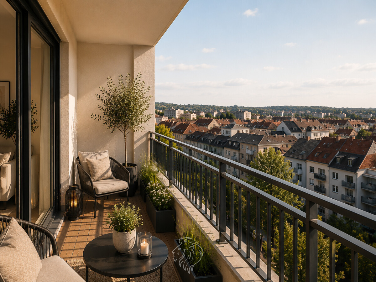 Loggia | Dieses Bild wurde virtuell möbliert und dient der Veranschaulichung.