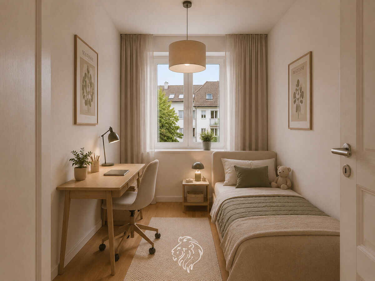 Kinderzimmer | Dieses Bild wurde virtuell möbliert und dient der Veranschaulichung.
