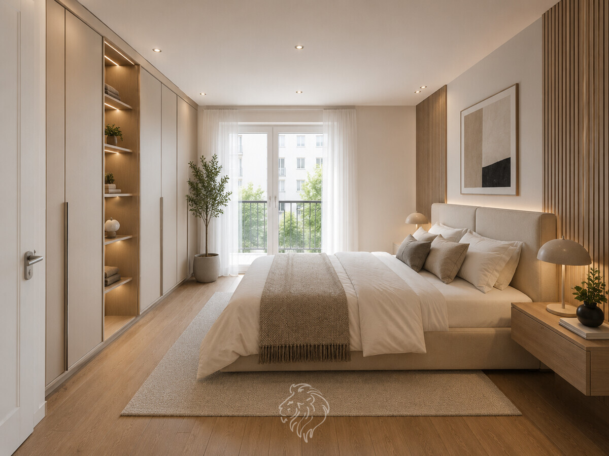 Schlafzimmer | Dieses Bild wurde virtuell möbliert und dient der Veranschaulichung.