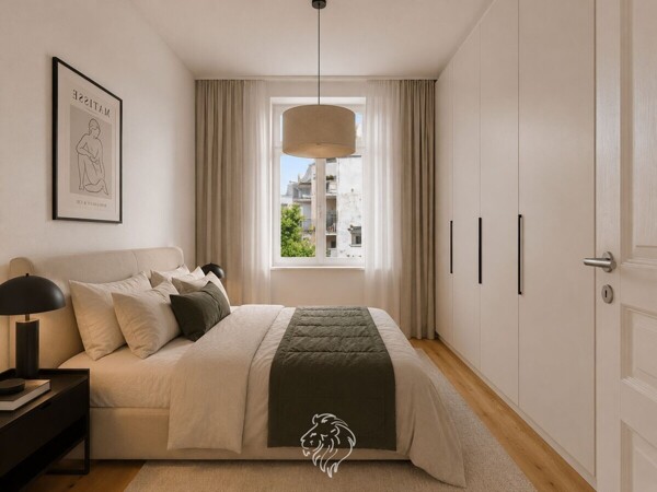 Schlafzimmer | Dieses Bild wurde virtuell möbliert und dient der Veranschaulichung.