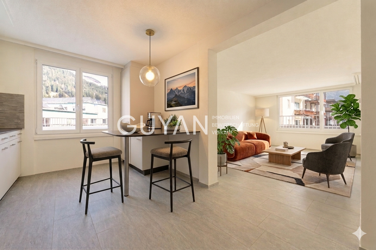 Wohn- Essbereich visualisiert (KI bearbeitet)