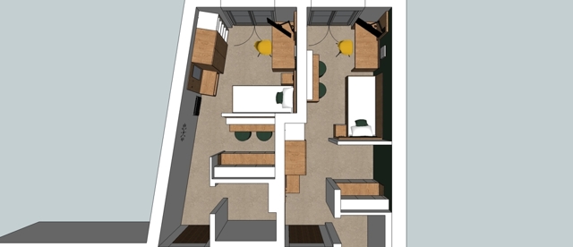 rechtes Apartment mit kl Änderungen Möbel