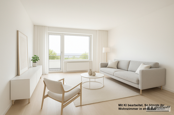 Mit KI bearbeitet. So könnte Ihr Wohnzimmer in etwa aussehen.