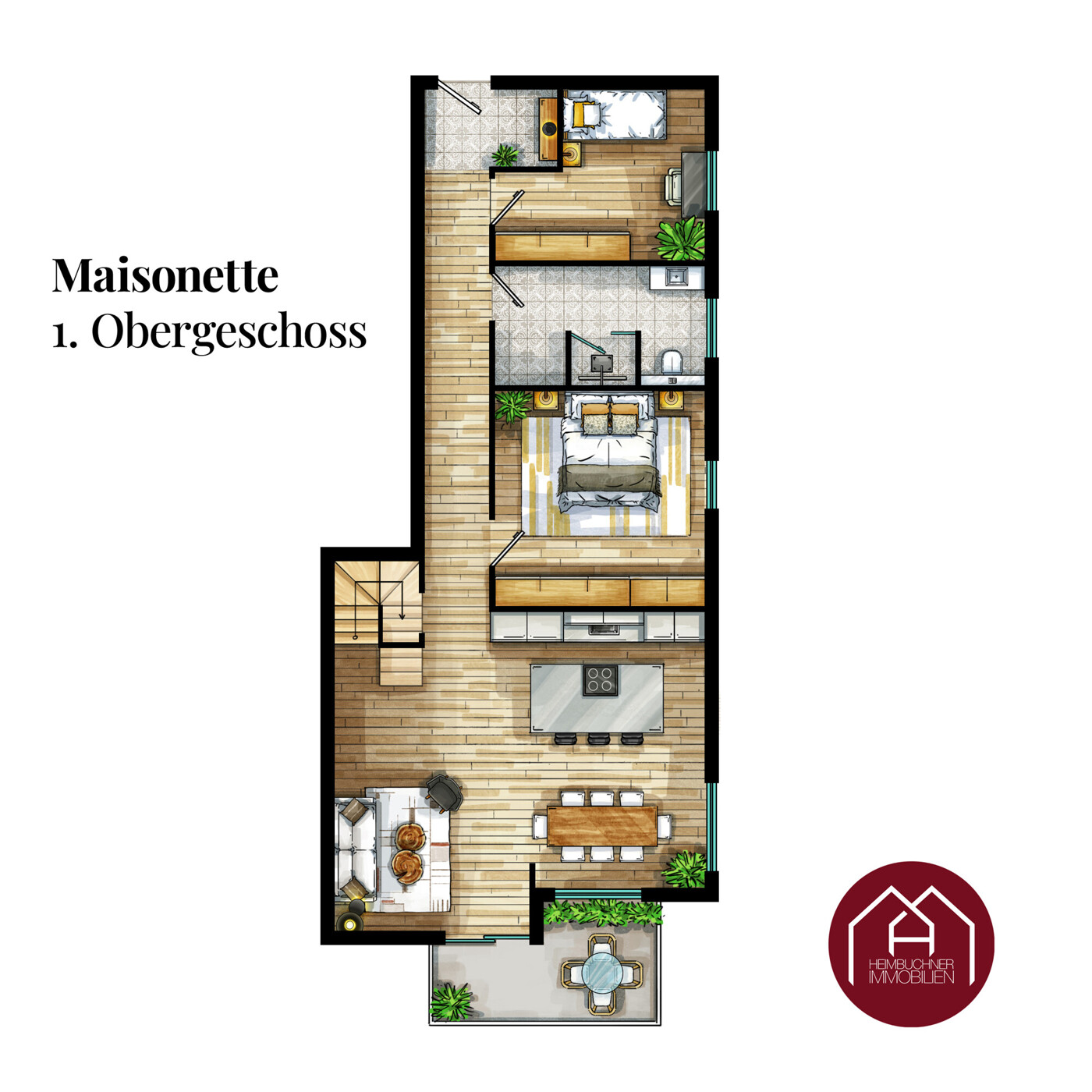 Grundriss, Maisonette, 1. Obergeschoss