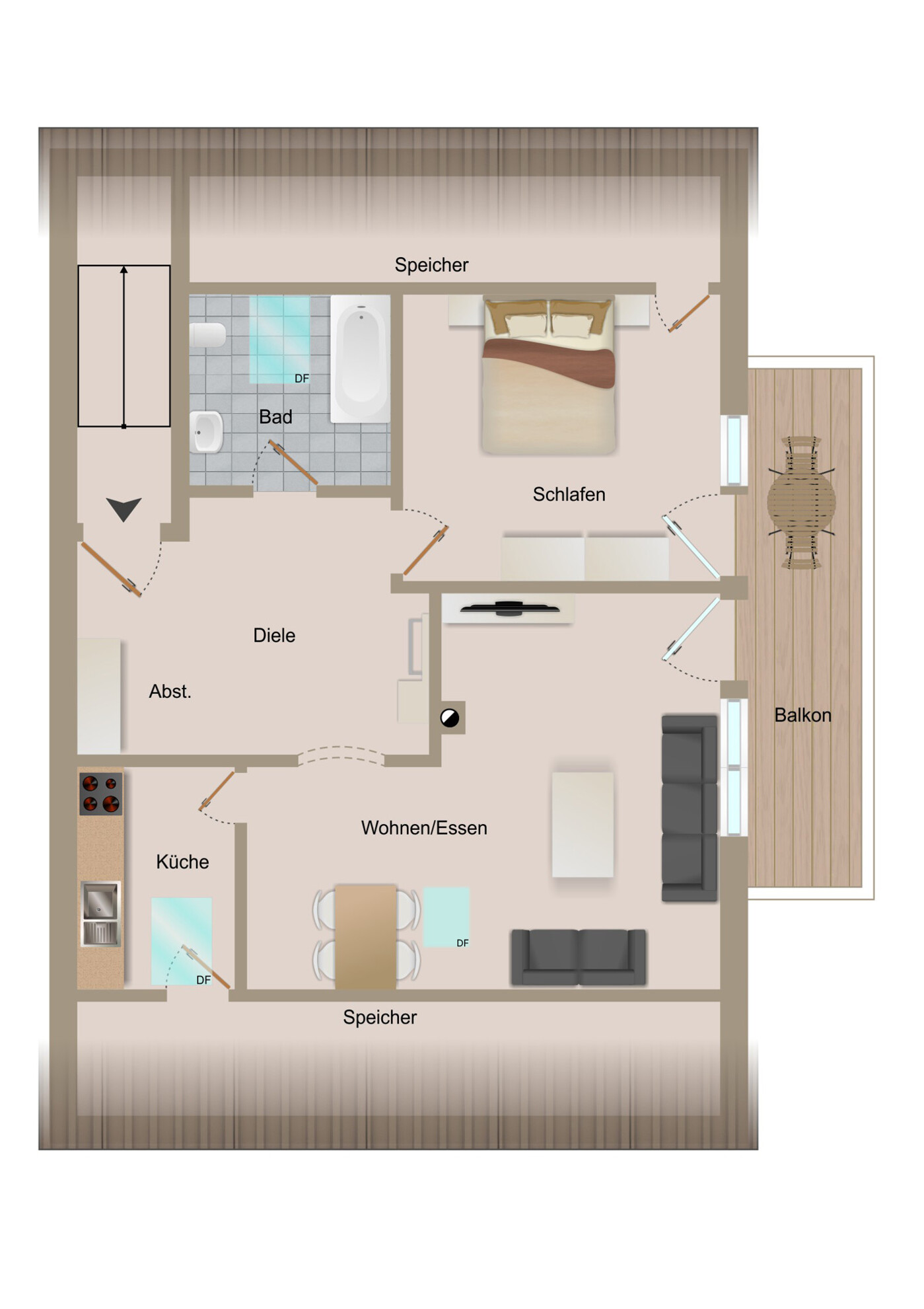 Grundriss, Dachgeschosswohnung 83059 Kolbermoor