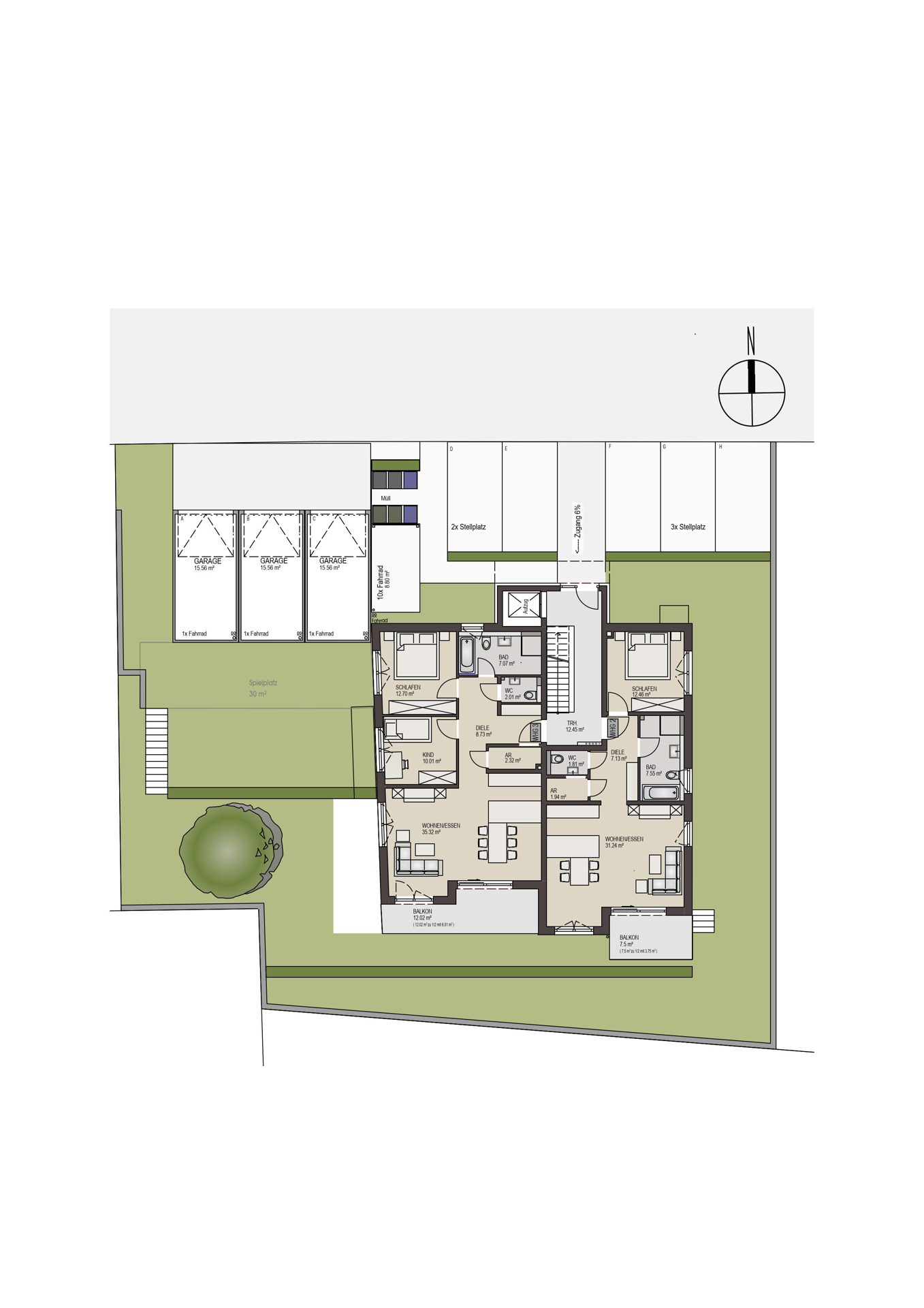 Hauseingang & Garagen