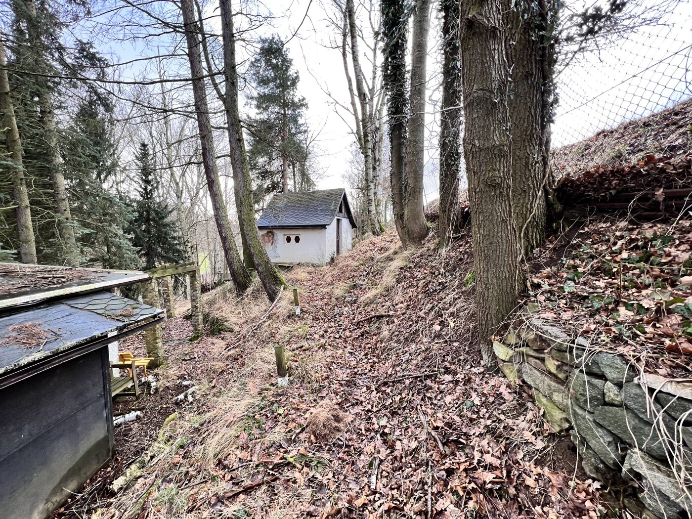 Blick hinter Bungalow Richtung Westen