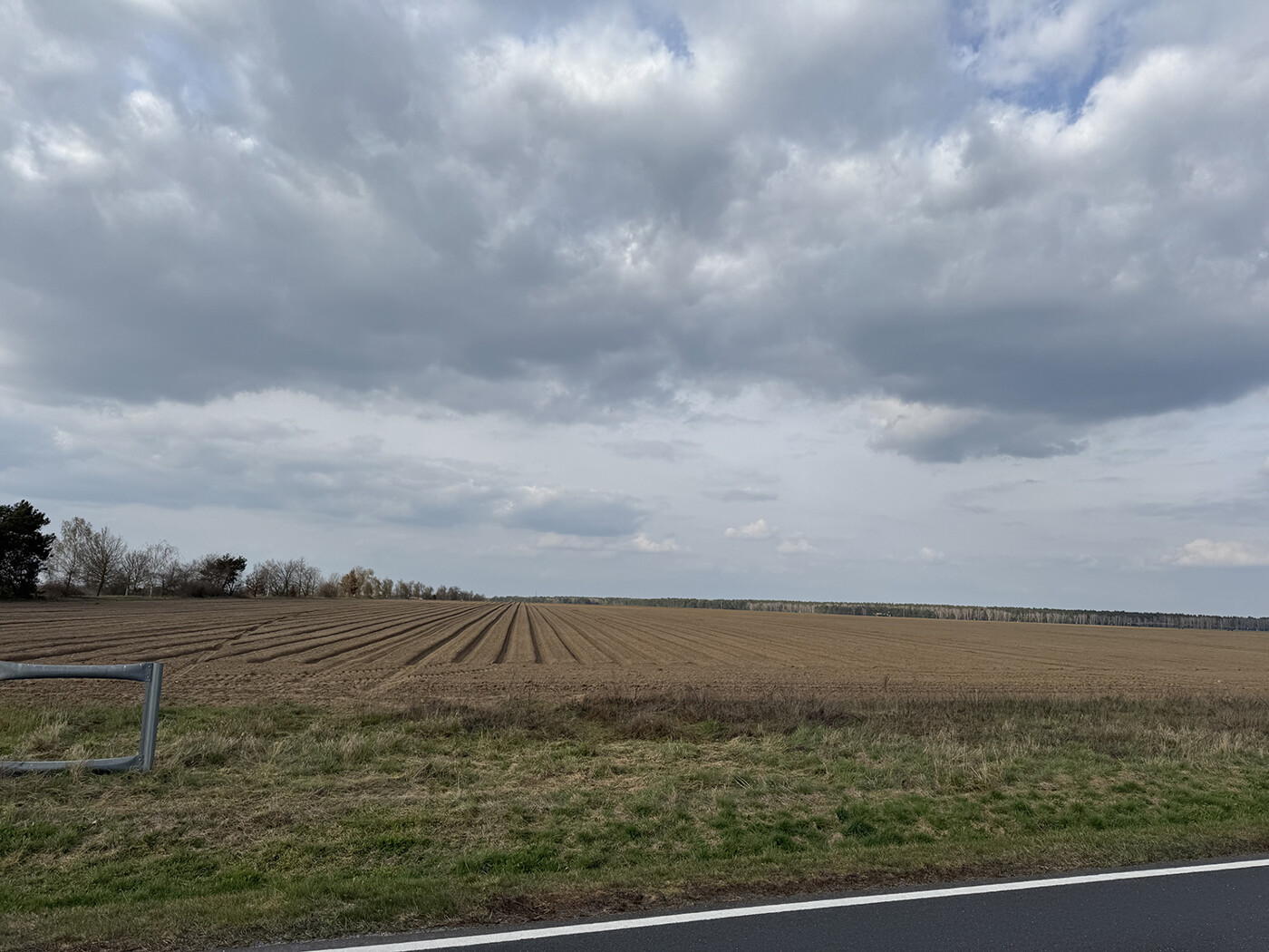 Blick von der Straße auf den Acker