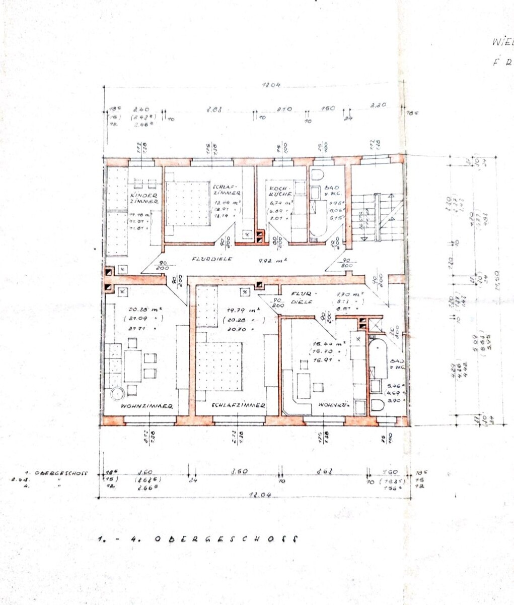 Grundriss Etage 1 bis 4