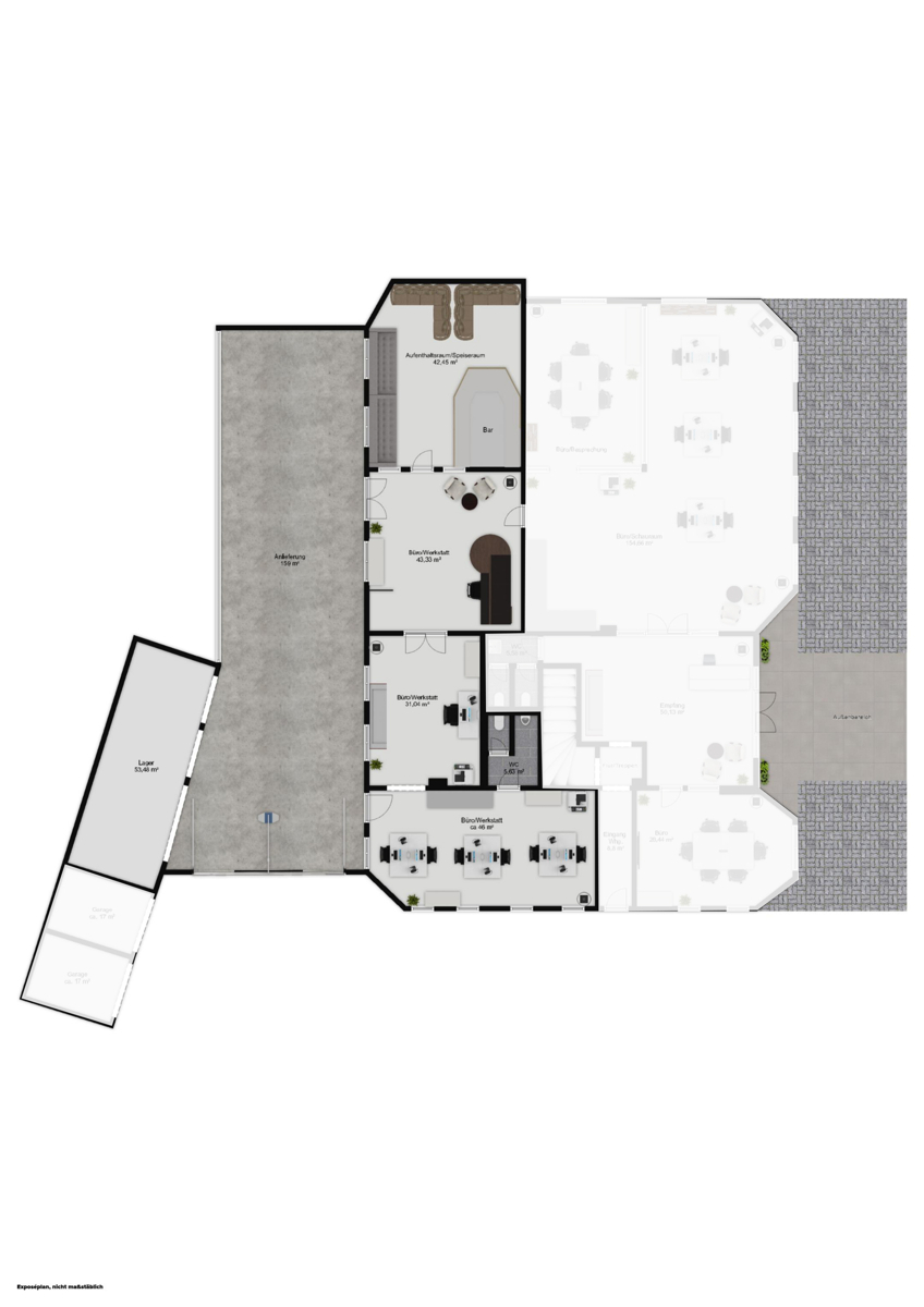 Werkstatt, Bistro, Büro