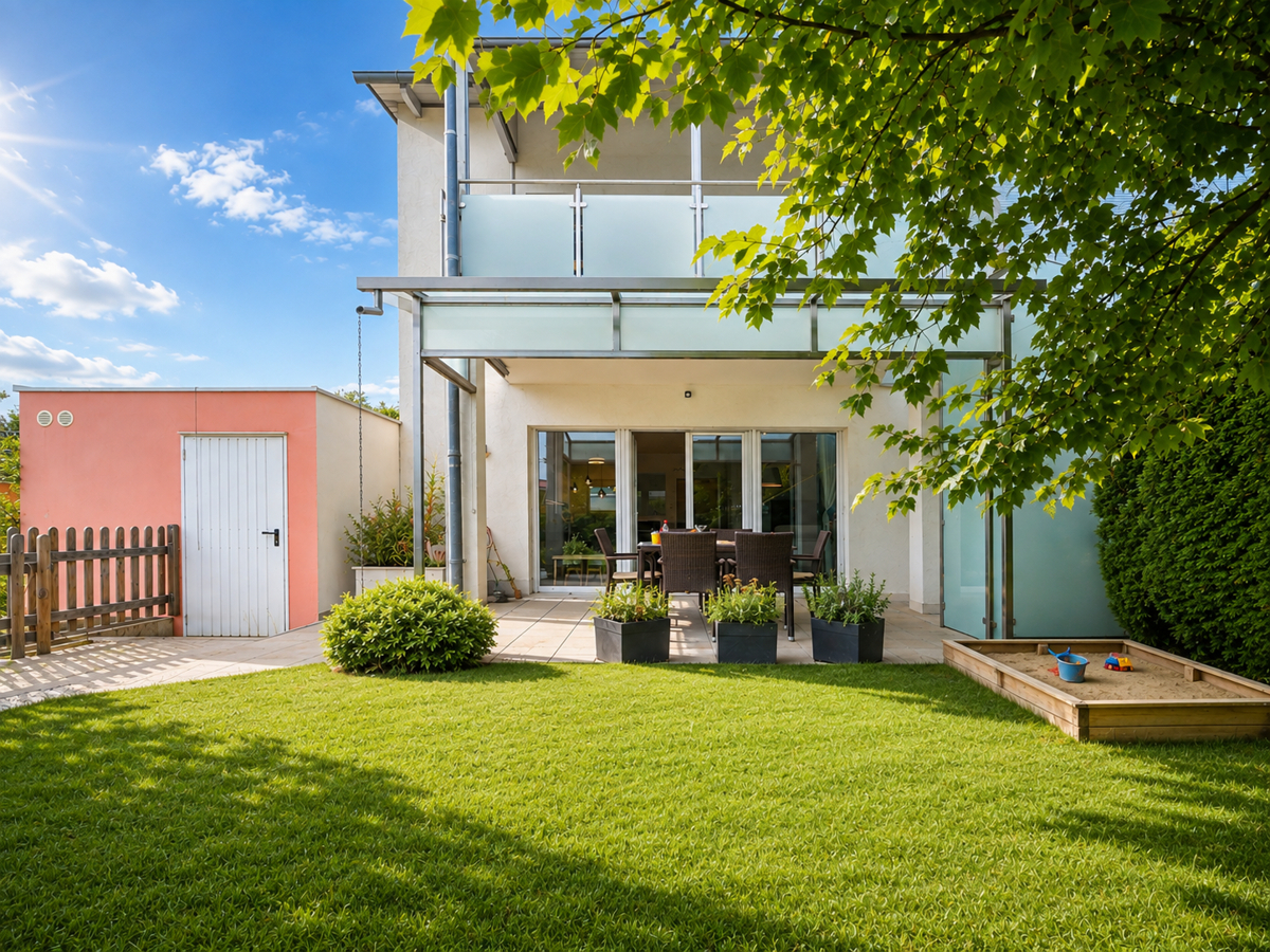 SONNENSEITE - familienfreundliches Eck-Reihenhaus mit Pool, Keller & Garage in Leonding – Reihenendhaus in Leonding