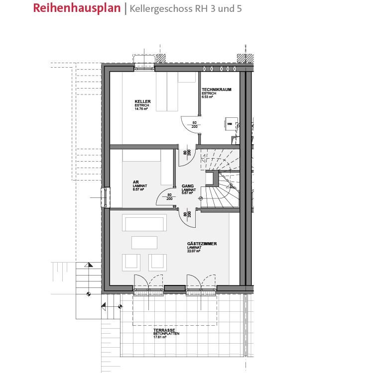 Grundriss Keller DHH 3 und 5