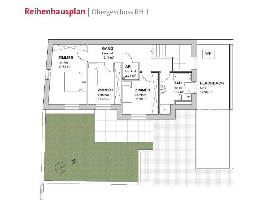 Reihenhausplan Obergeschoss RH1