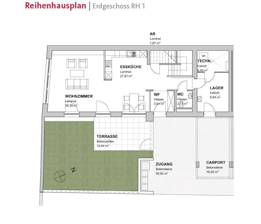 Reihenhausplan Edgeschoss RH1