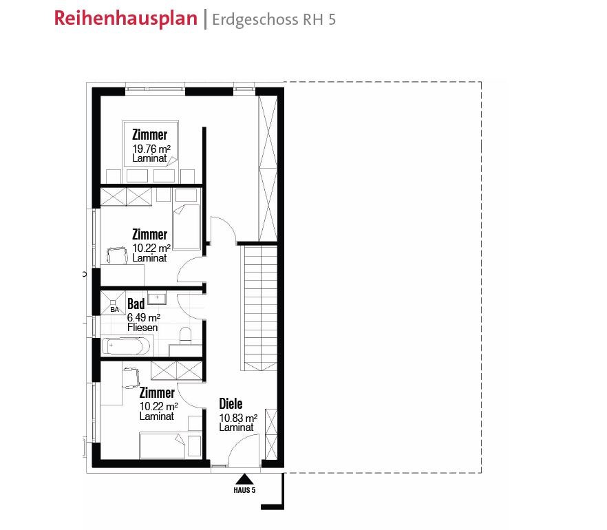 Reihenhausplan Erdgeschoss RH5