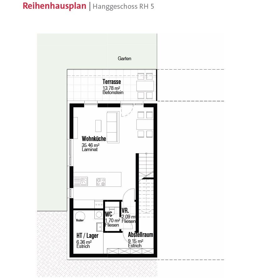 Reihenhausplan Hanggeschoss RH5