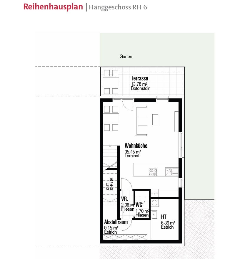 Reihenhausplan Hanggeschoss RH6