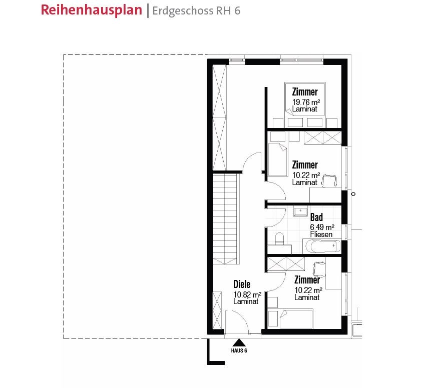 Reihenhausplan Erdgeschoss RH6