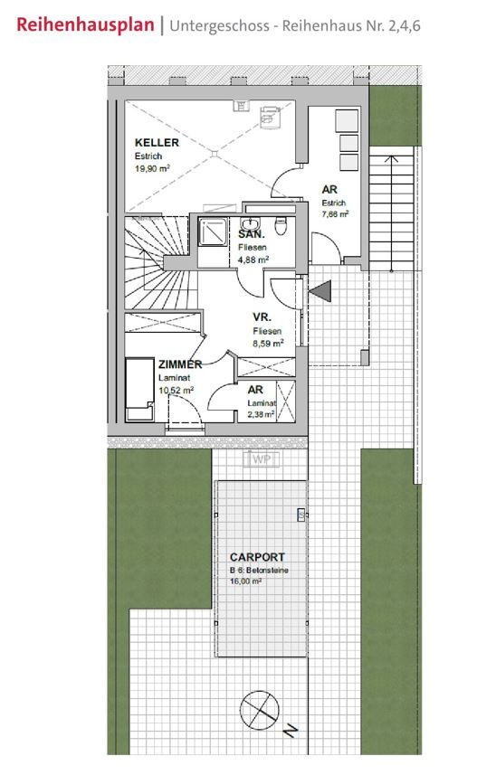 Reihenhaus 2,4,6 - Grundriss UG