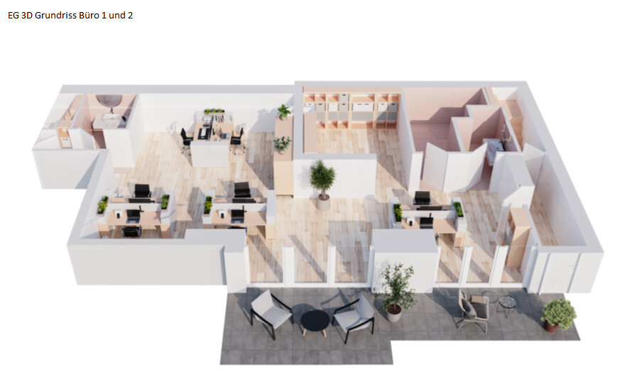 EG Büro 1 u. 2 3D Grundriss