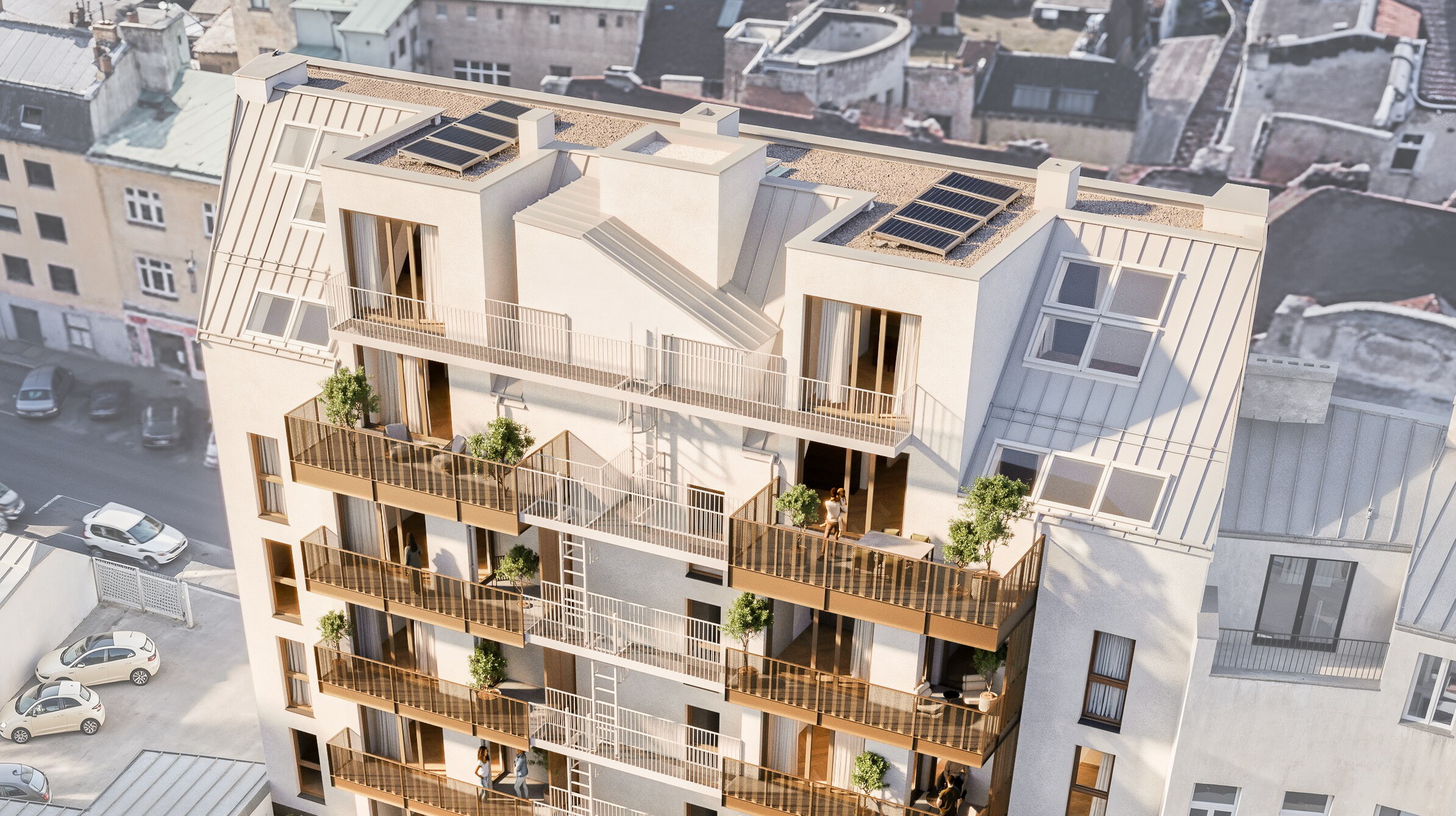 Dachgeschoss Wohnungen Detail Aerial