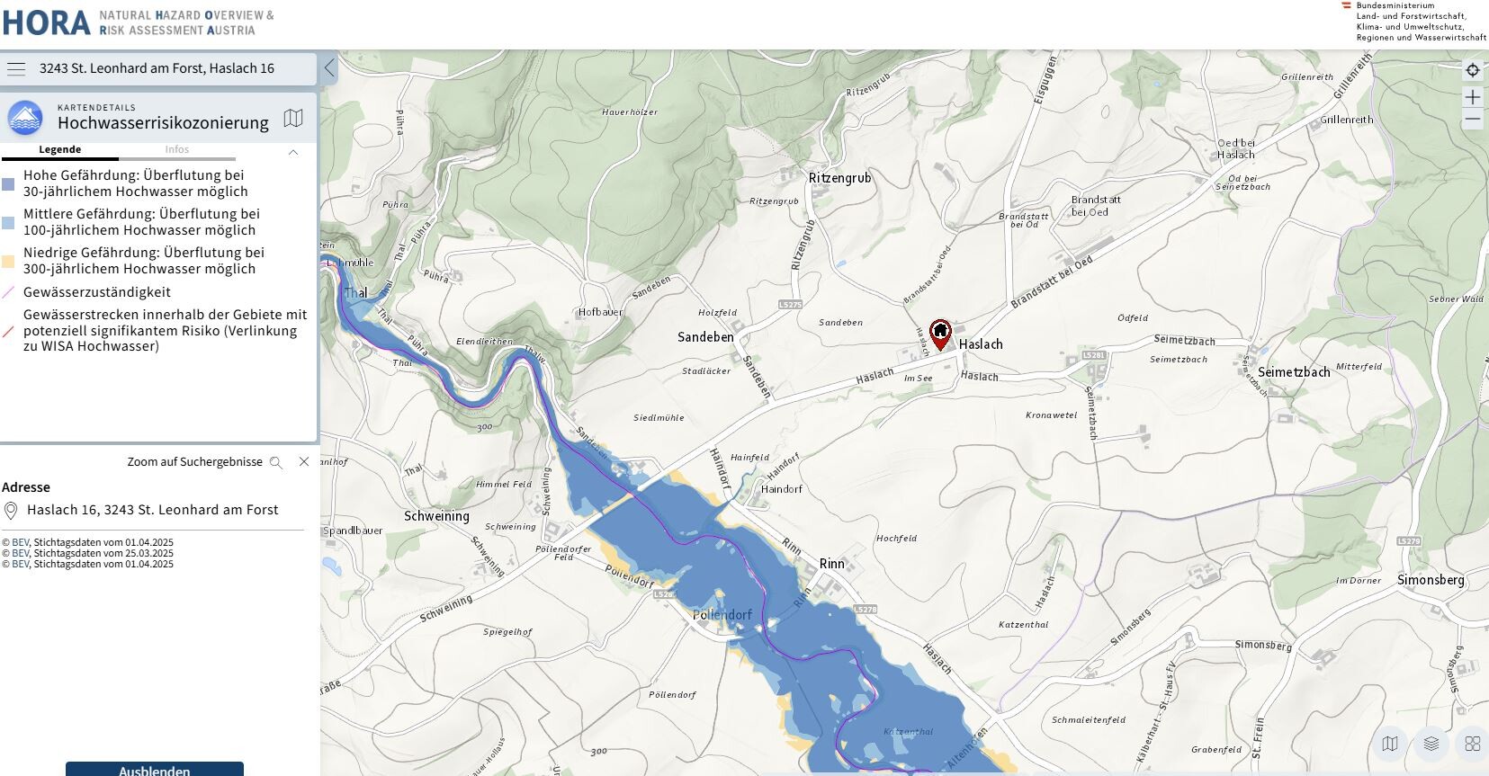 HORA Hochwassersikikozonen