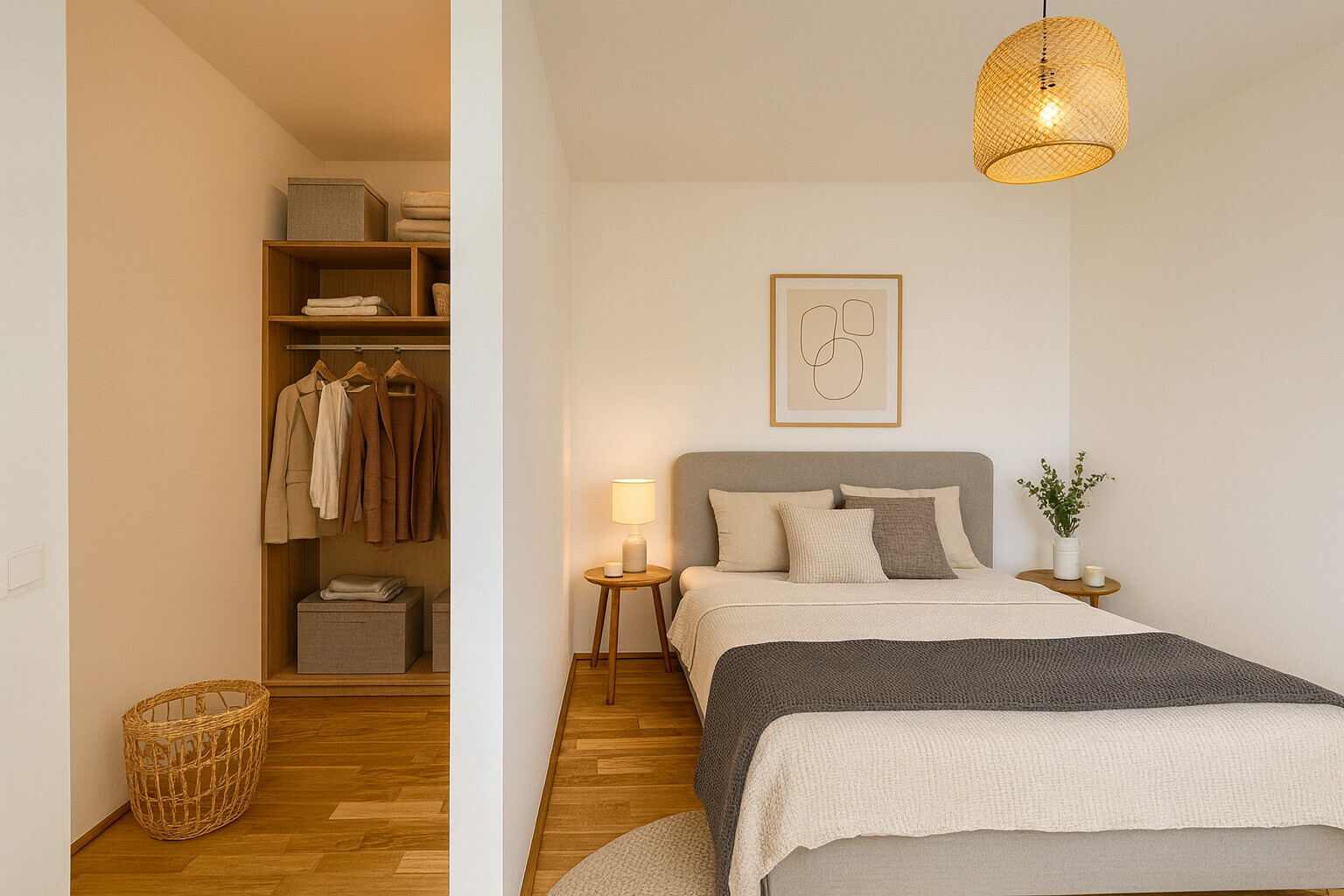 Visualisierung Schlafzimmer mit begehbarem Schrank