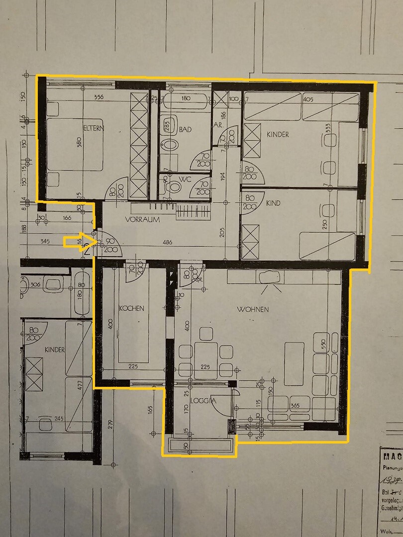 Grundriss farbig makiert
