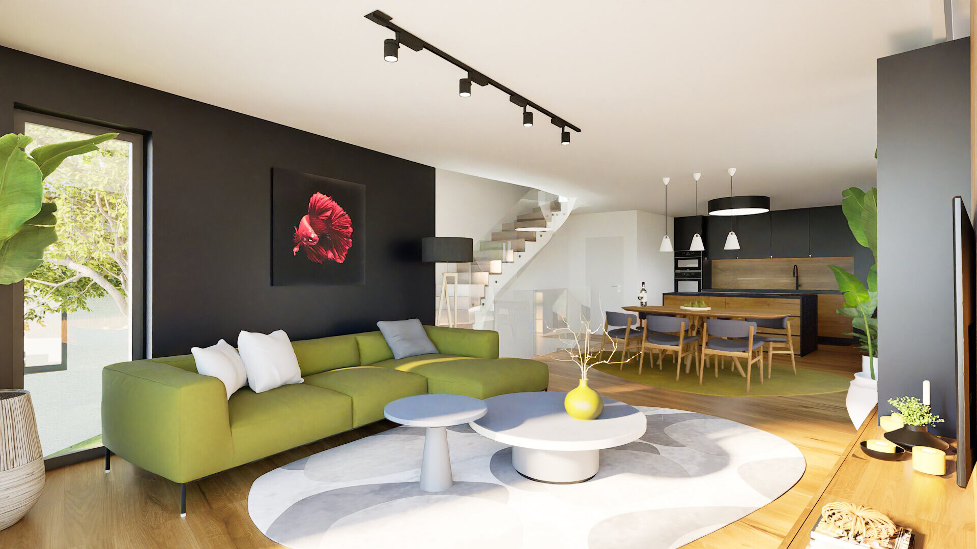 H&ouml;flein Innenvisualisierung 00 Sofa Wohnzimmer_