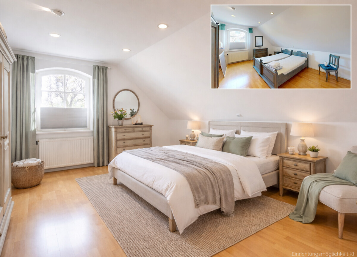 Einrichtungsidee Schlafzimmer 1 (KI)