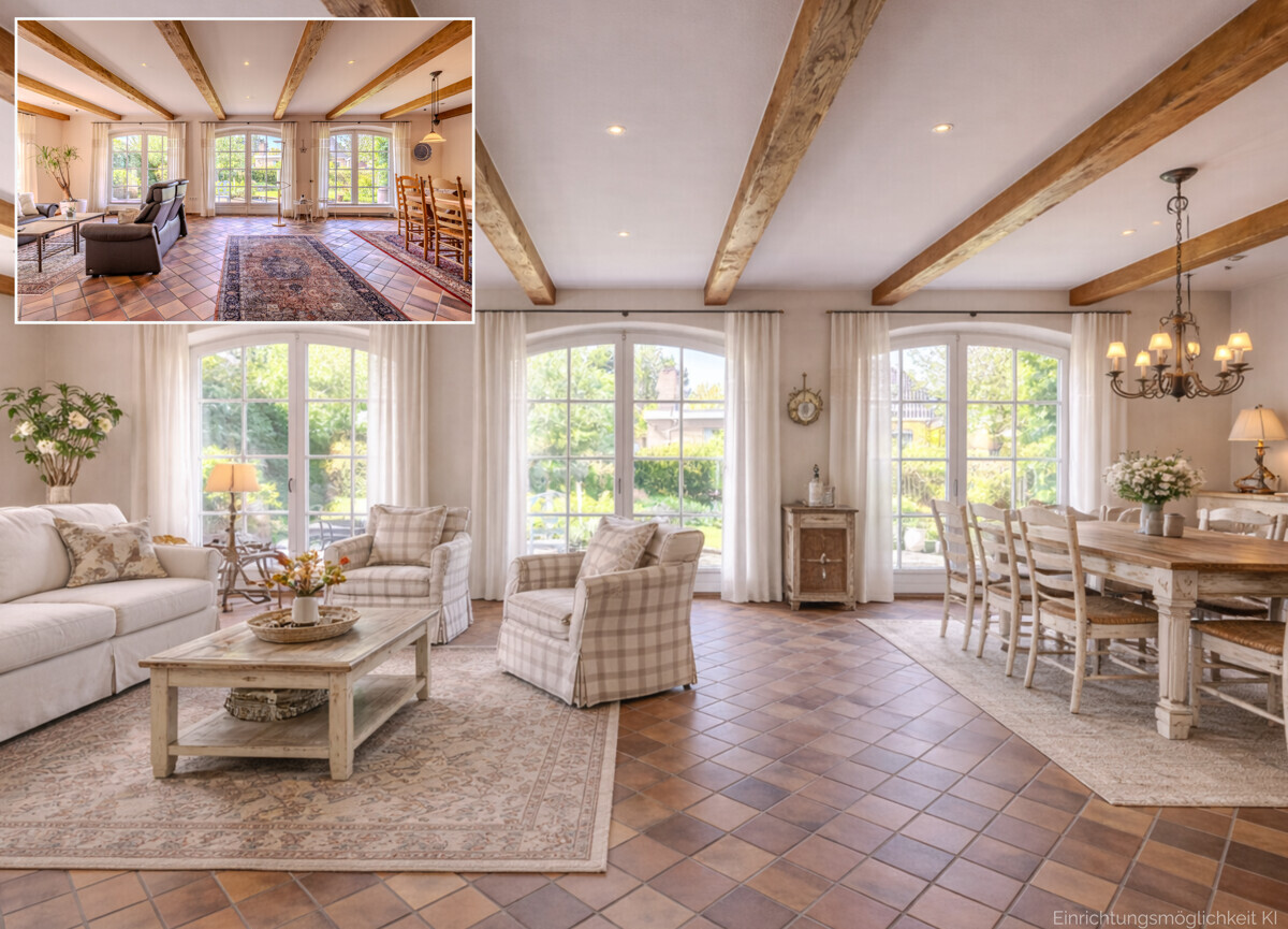 Einrichtungsidee Wohnen & Essen (KI)