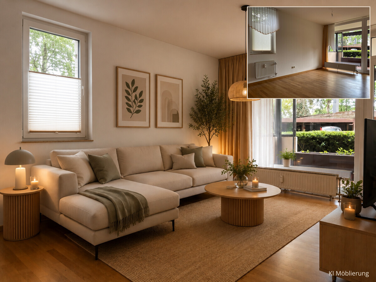 Wohnzimmer KI Möblierung