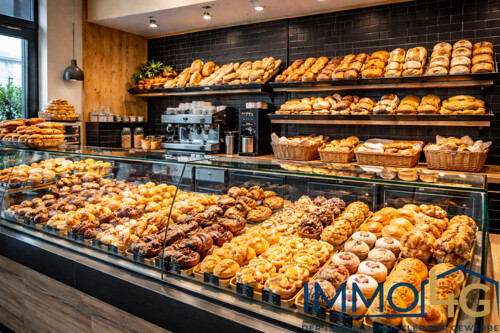 Frische Backwaren in modernem Café