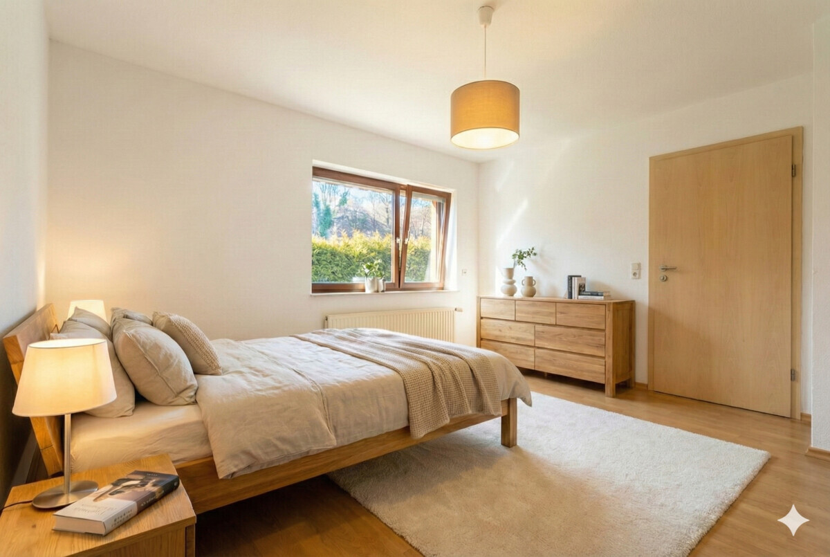 Schlafzimmer Einliegerwohnung mit KI bearbeitet