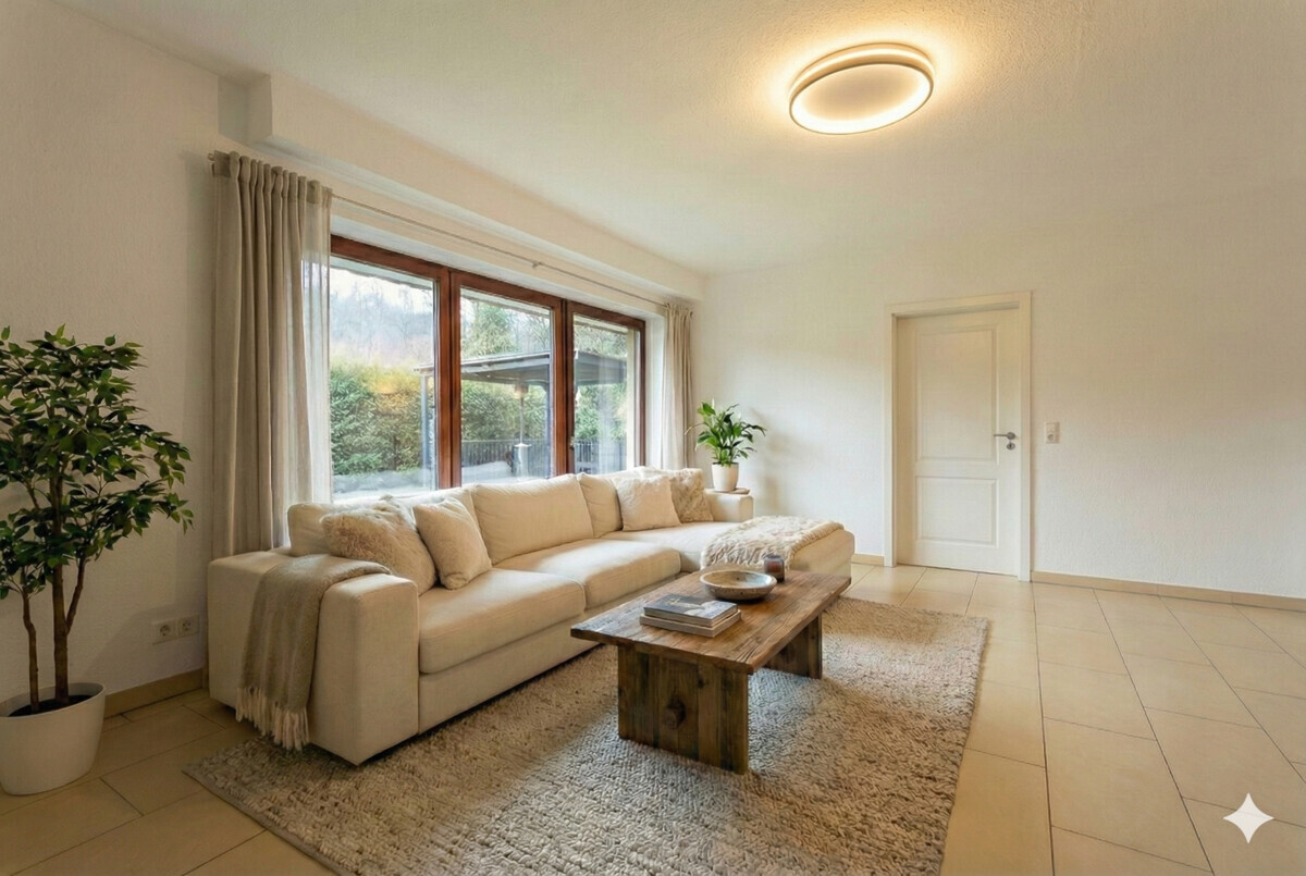 Wohnzimmer Einliegerwohnung mit KI bearbeitet