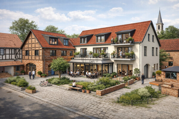 Illustration Neubau Gewerbe mit Wohnen