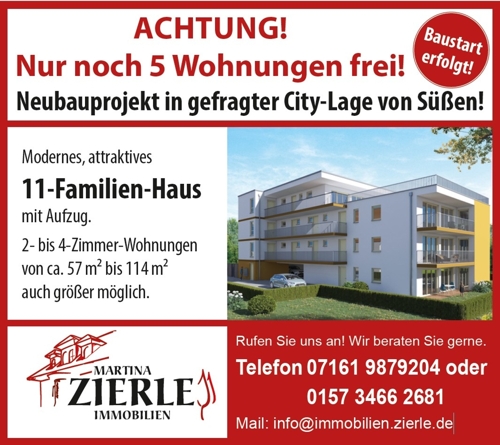 Nur noch 5 Wohnungen frei