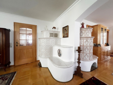 Kachelofen im Wohnzimmer:Esszimmer