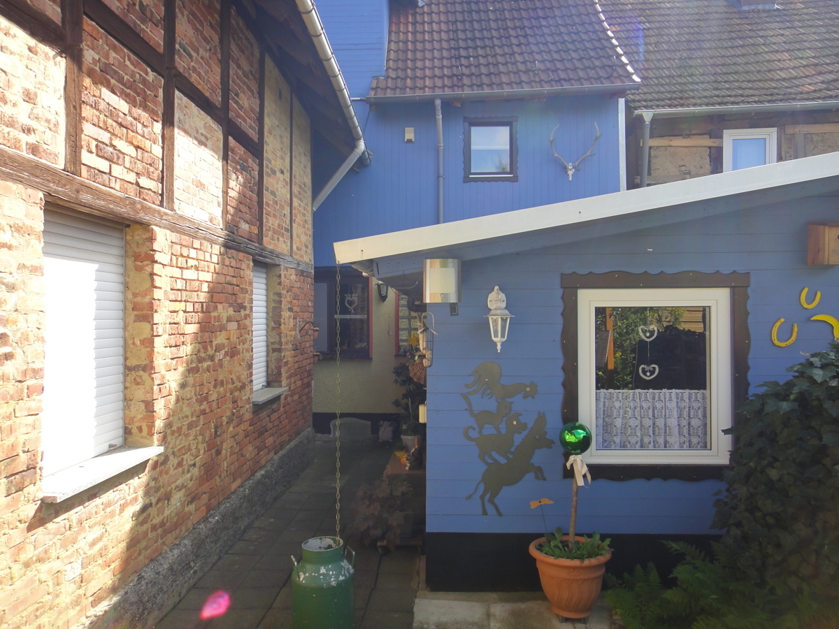 A Ansicht Rückseite (Blau) mit Anbau Werkstatt