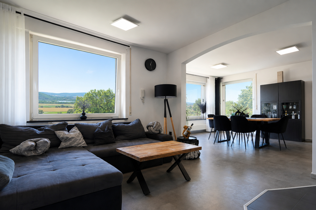OG offenes Wohnzimmer mit Esszimmer und Küche