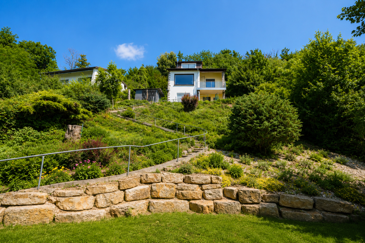 Garten mit Blick auf Wohnhaus (2)