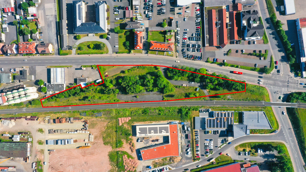 Luftaufnahme mit Markierung