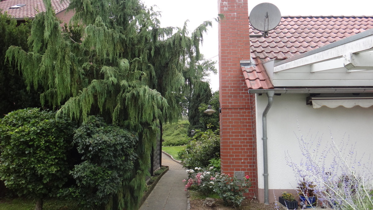 A Südseite des Gästehauses Durchgang