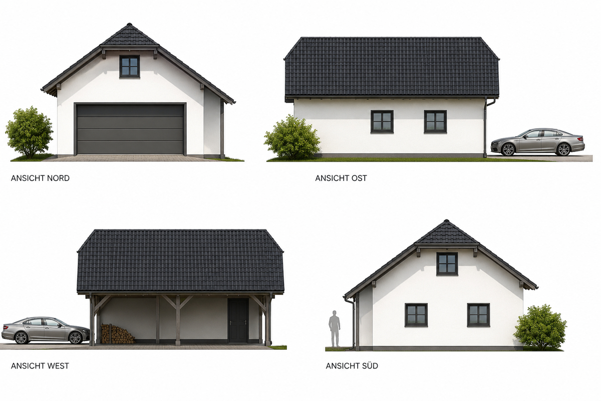 Ansichtszeichnungen Garage