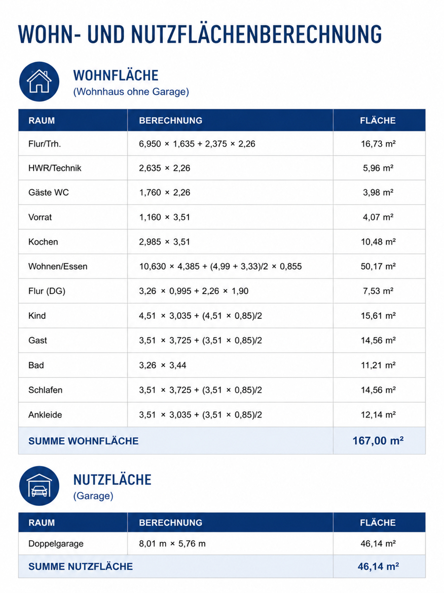 Wohn- und Nutzflächenberechnung