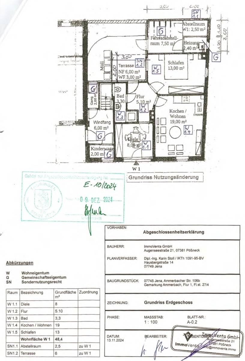 Grundriss Erdgeschoss Wohnung 1